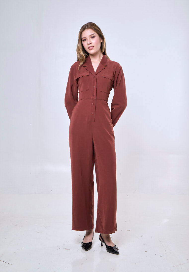 Mossimo Elodie Maroon Tailored Jumpsuit