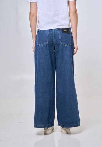 Mossimo Fia Med Blue Wide Mid Rise Cargo Jeans