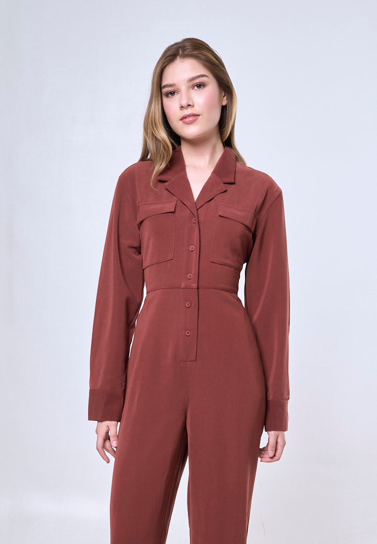 Mossimo Elodie Maroon Tailored Jumpsuit