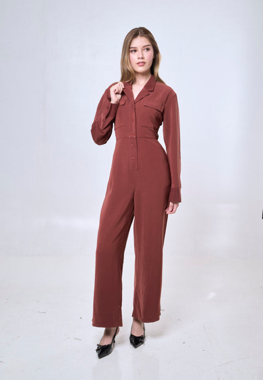 Mossimo Elodie Maroon Tailored Jumpsuit
