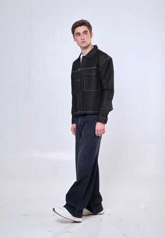 Mossimo Jonathan Black Boxy Denim Jacket For Men