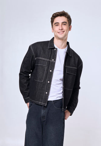 Mossimo Jonathan Black Boxy Denim Jacket For Men