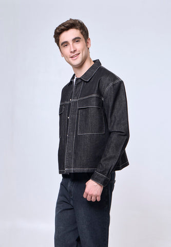 Mossimo Jonathan Black Boxy Denim Jacket For Men