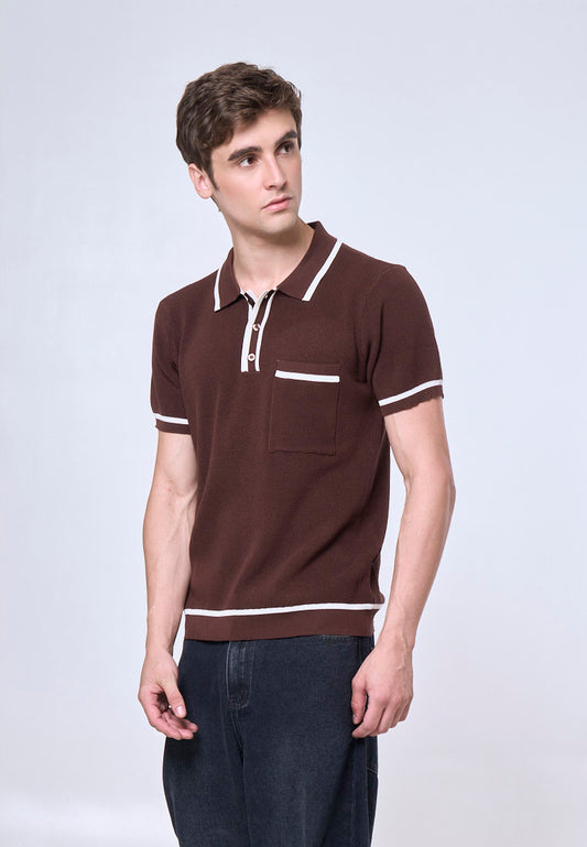 Mossimo Kyren Brown Classic Knit Polo Shirt