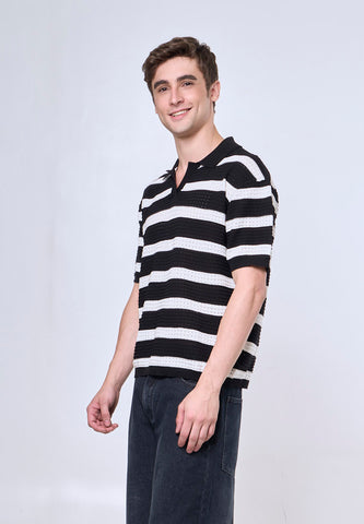 Mossimo Serio Black White Urban Stripes Polo Shirt