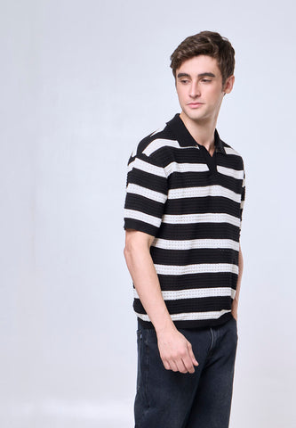 Mossimo Serio Black White Urban Stripes Polo Shirt