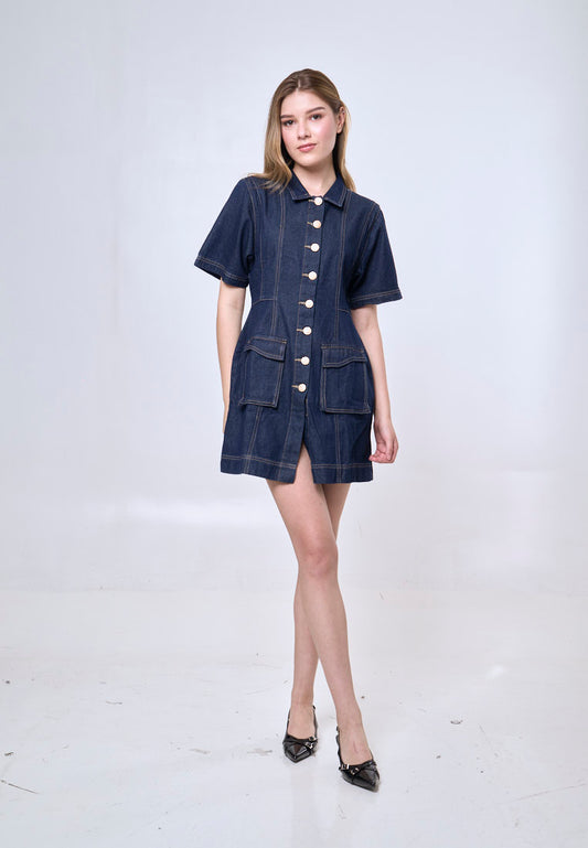 Mossimo Galilea Dark Blue Mini Denim Dress