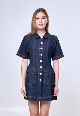 Mossimo Galilea Dark Blue Mini Denim Dress
