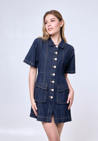 Mossimo Galilea Dark Blue Mini Denim Dress