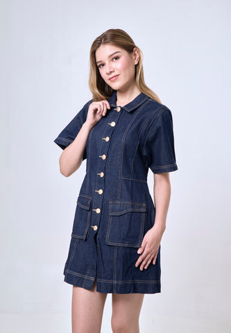 Mossimo Galilea Dark Blue Mini Denim Dress