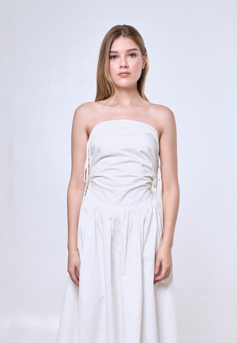 Mossimo Minerva Off White Shirred Midi Dress