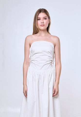Mossimo Minerva Off White Shirred Midi Dress