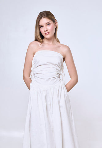 Mossimo Minerva Off White Shirred Midi Dress