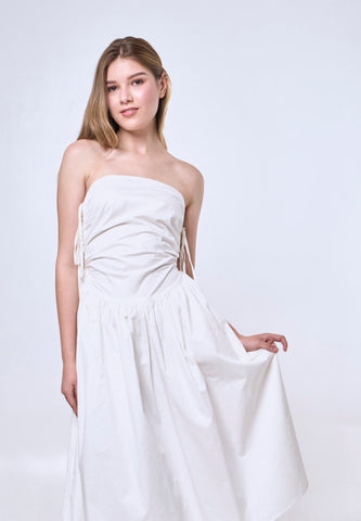 Mossimo Minerva Off White Shirred Midi Dress