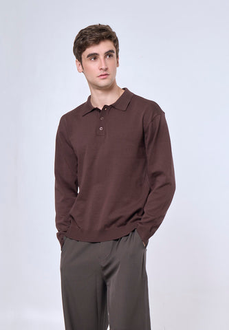 Mossimo Wayne Brown Classic Polo Long Sleeves