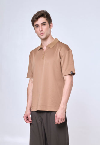 Mossimo Axel Khaki Comfort Zipper Polo Shirt
