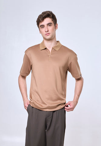 Mossimo Axel Khaki Comfort Zipper Polo Shirt