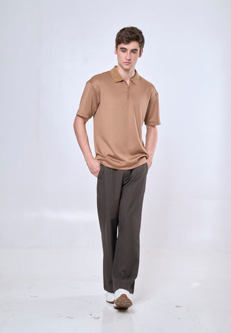 Mossimo Axel Khaki Comfort Zipper Polo Shirt
