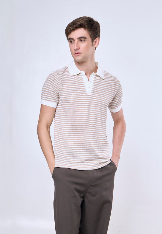Mossimo Beau Khaki White Classic Polo Shirt