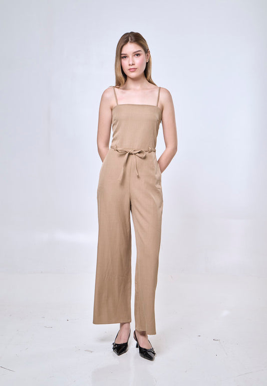 Mossimo Willow Mocha Square Neck Jumpsuit w/Tie For Women