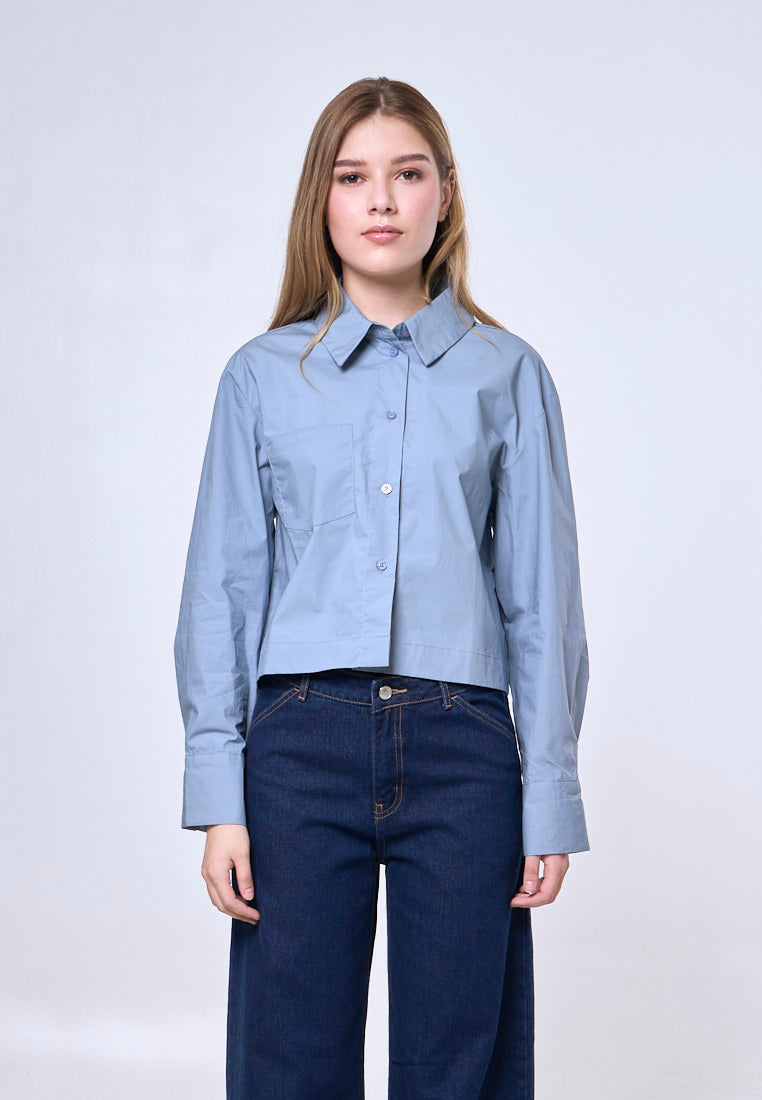 Mossimo Calista Powder Blue Classic Cropped Plain Polo