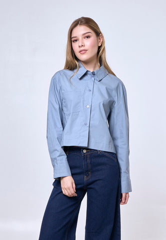 Mossimo Calista Powder Blue Classic Cropped Plain Polo