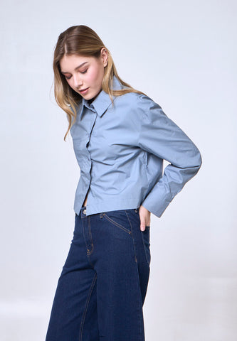 Mossimo Calista Powder Blue Classic Cropped Plain Polo