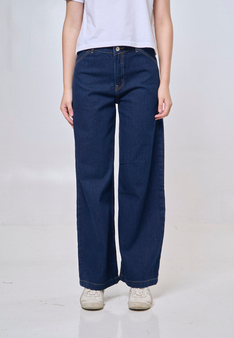 Mossimo Sarah Dark Blue Mid Rise Straight Loose Fit Jeans