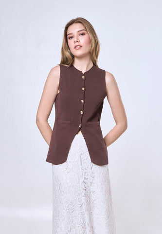 Mossimo Arwen Choco Brown Knitted Vest Top