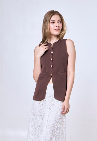Mossimo Arwen Choco Brown Knitted Vest Top