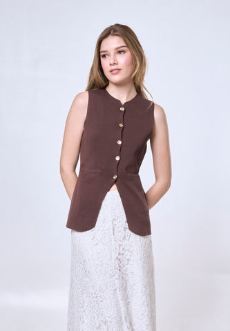 Mossimo Arwen Choco Brown Knitted Vest Top