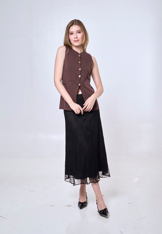 Mossimo Black A-line Mesh Midi Skirt For Women