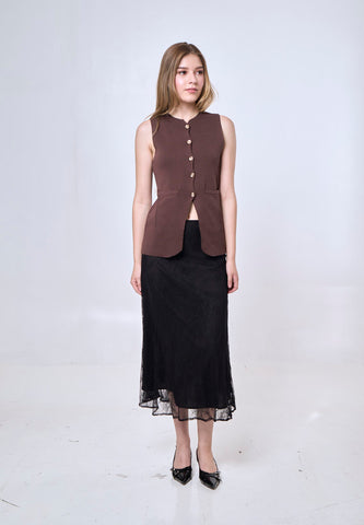 Mossimo Black A-line Mesh Midi Skirt For Women