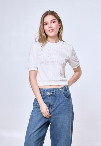 Mossimo Helen White Pearl Knitted Top