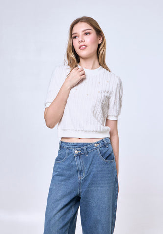 Mossimo Helen White Pearl Knitted Top