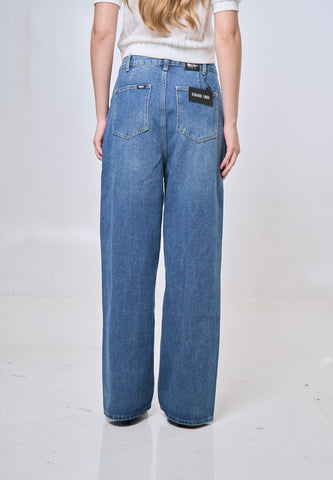 Mossimo Evelina Light Blue Straight Loose Mid Asymmetrical Jeans