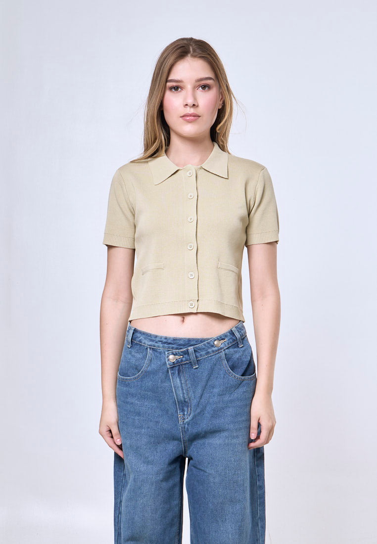 Mossimo Claribel Avocado Knitted Collar Polo