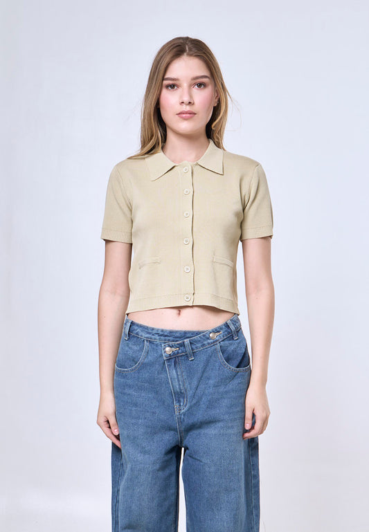 Mossimo Claribel Avocado Knitted Collar Polo