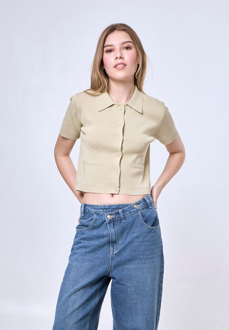 Mossimo Claribel Avocado Knitted Collar Polo