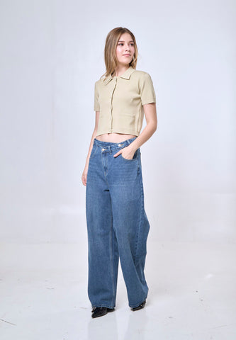 Mossimo Claribel Avocado Knitted Collar Polo