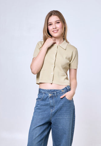 Mossimo Claribel Avocado Knitted Collar Polo