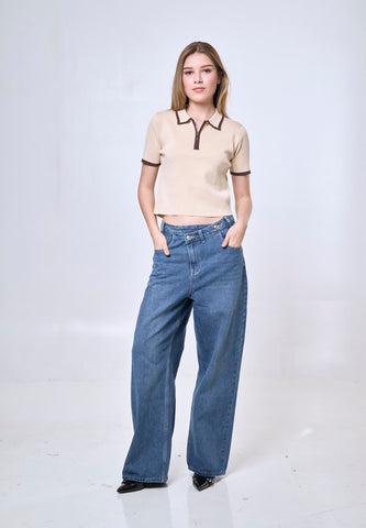 Mossimo Elizabeth Pale Khaki Knitted Zip Up Top Fashion For Women