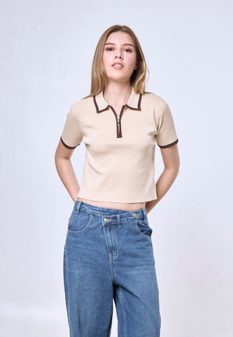 Mossimo Elizabeth Pale Khaki Knitted Zip Up Top Fashion For Women