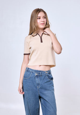 Mossimo Elizabeth Pale Khaki Knitted Zip Up Top Fashion For Women