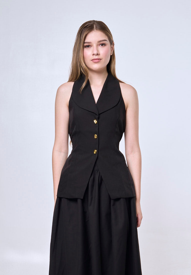 Mossimo Emira Black Office Wear Vintage Fit Vest Top