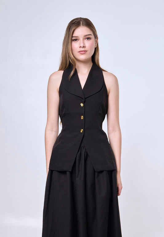 Mossimo Emira Black Office Wear Vintage Fit Vest Top