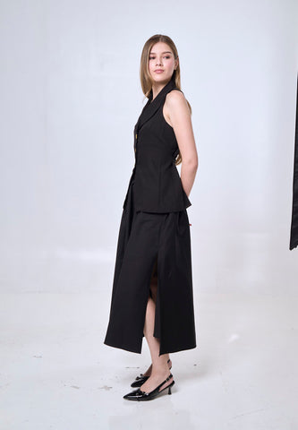 Mossimo Black Shirred Flowy Midi Skirt For Women