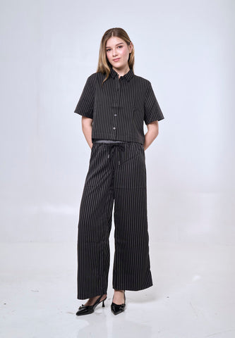Mossimo Agatha Black Straight Loose Garterized Trouser