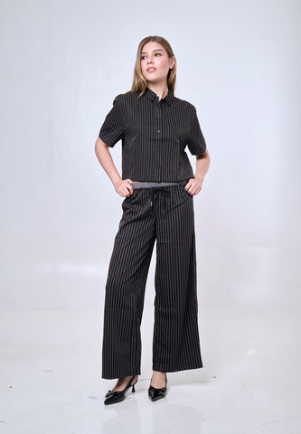 Mossimo Agatha Black Straight Loose Garterized Trouser
