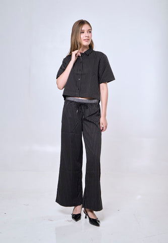 Mossimo Agatha Black Straight Loose Garterized Trouser